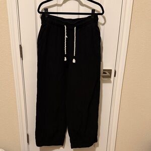 Old Navy Black Wide Leg Pants with White Drawstring